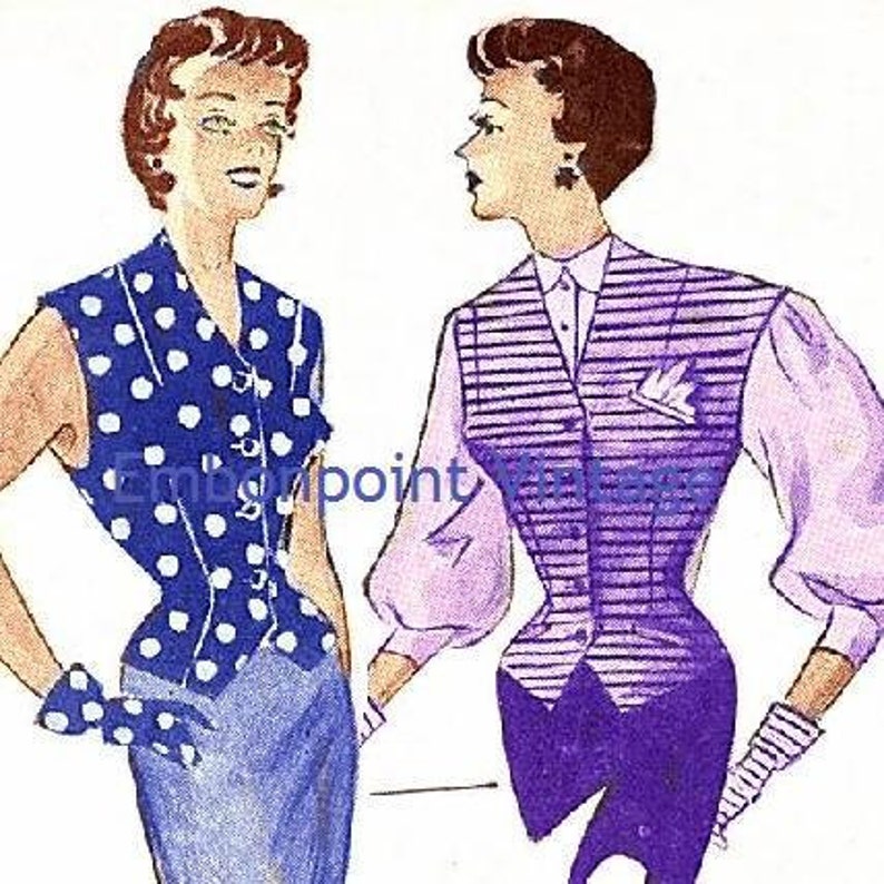 Plus Size or any size Vintage 1949 Vest Sewing Pattern PDF Pattern No 39 40 Miriam Vest image 1