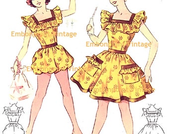 Plus Size (or any size) Vintage 1950s Beach Set Pattern - PDF - Pattern No 132 133 Joann