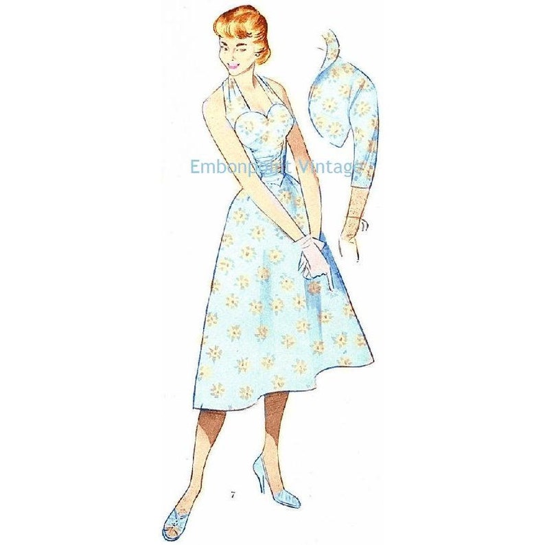 Plus Size or any size Vintage 1949 Dress & Bolero Sewing Pattern PDF Pattern No 7 Madeline image 1