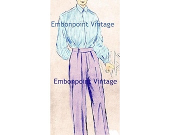 Plus Size (or any size) Vintage 1949 Mens Pants Sewing Pattern - PDF - Pattern No 98b Kenny 1940s 40s 1950s 50s