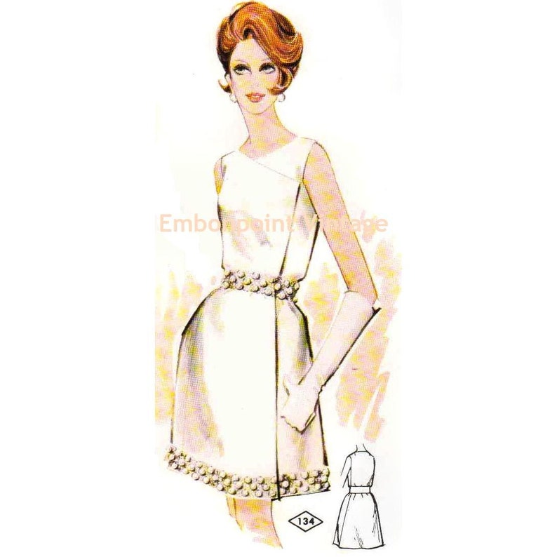 Plus Size or any size Vintage 1969 Dress Pattern PDF Pattern No 134 Jayne image 1