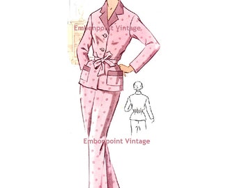 Plus Size (or any size) Vintage 1950s Pyjama Shirt Pattern - PDF - Pattern 223a Holly Pyjama Shirt