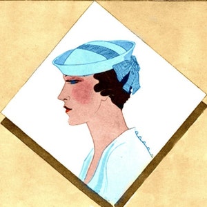 Plus Size (or any size) Vintage 1934 Sailor Nautical Hat Millinery Sewing Pattern - PDF - Pattern No 1610 Florine 1930s 30s Retro