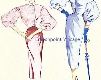 Plus Size (or any size) Vintage 1949 Dress Sewing Pattern - PDF - Pattern No 87 88 Ramona 1940s 40s 1950s 50s