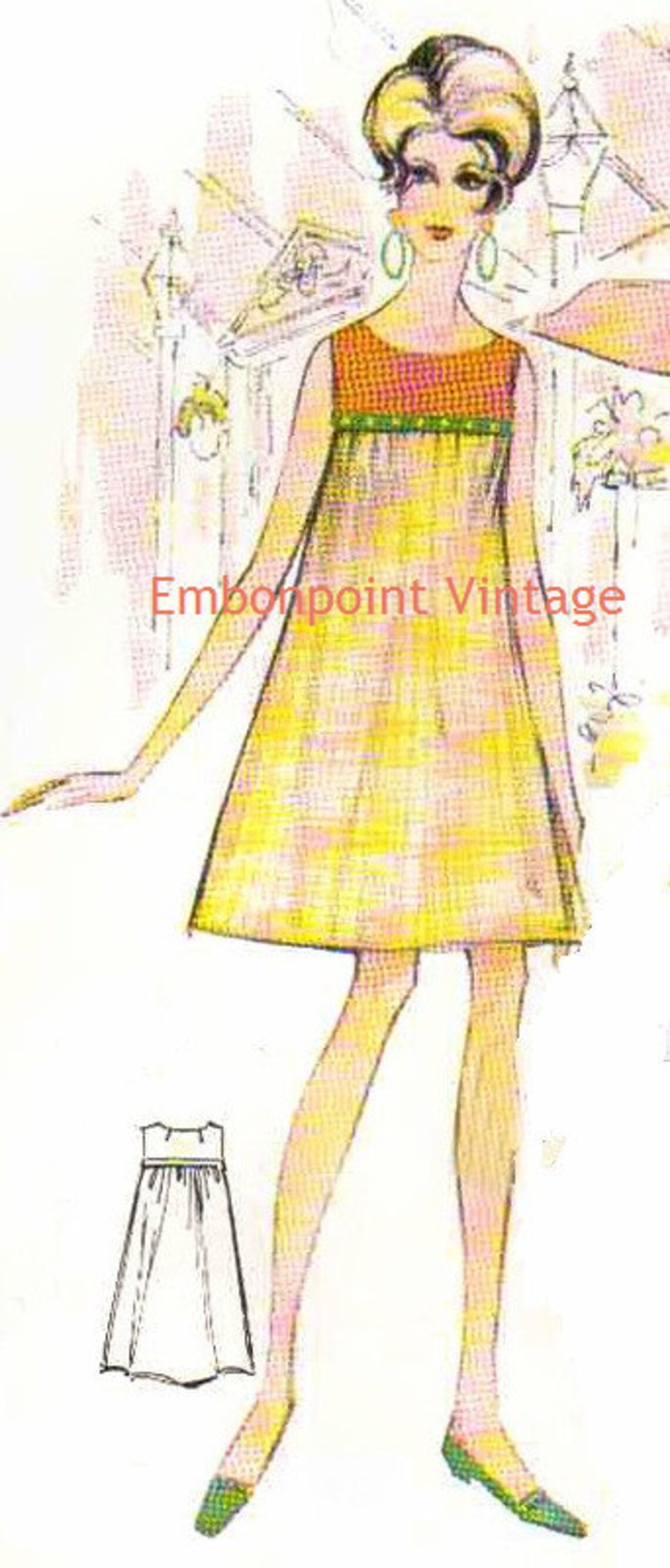 Plus Size Retro Pattern Plus Size (or Any Size) Vintage 1969 Dress Pattern - PDF - Pattern No ...