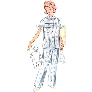 Patrón de camisa de pijama vintage de los años 50, talla grande (o cualquier talla) - PDF - Patrón 222b Pantalones de pijama Janis
