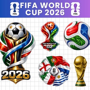 World Cup 2026 SVG Bundle, Soccer Trophy Clipart, Football Flags (Digital Download)
