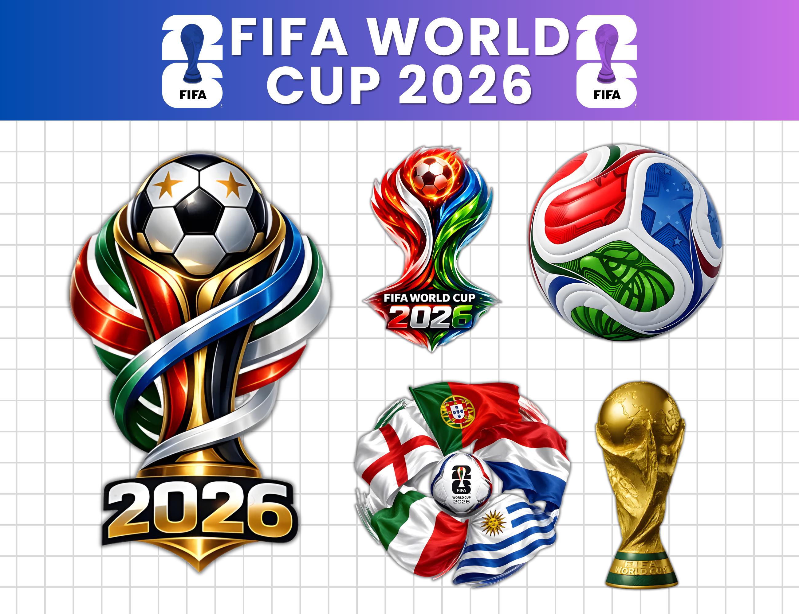 World Cup 2026 SVG Bundle, Soccer Trophy Clipart, Football Flags