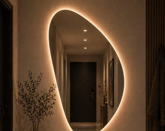 Espejo LED irregular, espejo de baño asimétrico, espejos de tocador modernos, decoración de pared única
