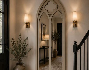 Espejo de arco gótico, espejo de ventana de catedral, espejo de pared de cuerpo entero, gran decoración gótica para el hogar, espejo de madera arqueado, espejo de arco de tamaño personalizado,