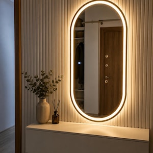 Arch LED Full Length Mirror, Lighted Wall Mirror, Modern Backlit Mirror, Touch Sensor Mirror, Bedroom Entryway Decor