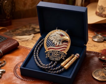 USA 250th Anniversary Bolo Tie, Patriotic Eagle Bolo Tie, American Flag Western Necktie, 1776-2026 Commemorative Accessory