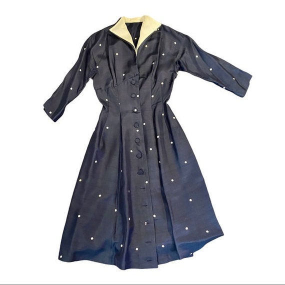 1940’s 50’s Blue Polka Dot Cocktail Dress