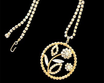Mother’s Day.   Vintage Rhinestone Necklace pendant and rhinestone chain