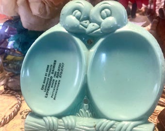 Vintage-Retro Kitchen Decor-Love bird Spoon Rest-Retro Advertisement-Dairy-Teal Birds