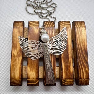 Vintage Silverplated Spoon Angel Necklace: Repurposed Ornament