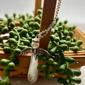 Vintage Silverplated Spoon Angel Necklace - Repurposed Ornament