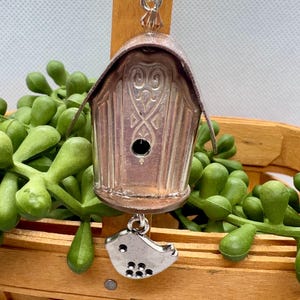 Vintage Silverware Birdhouse Pendant: Repurposed Knife Handle Fairy House