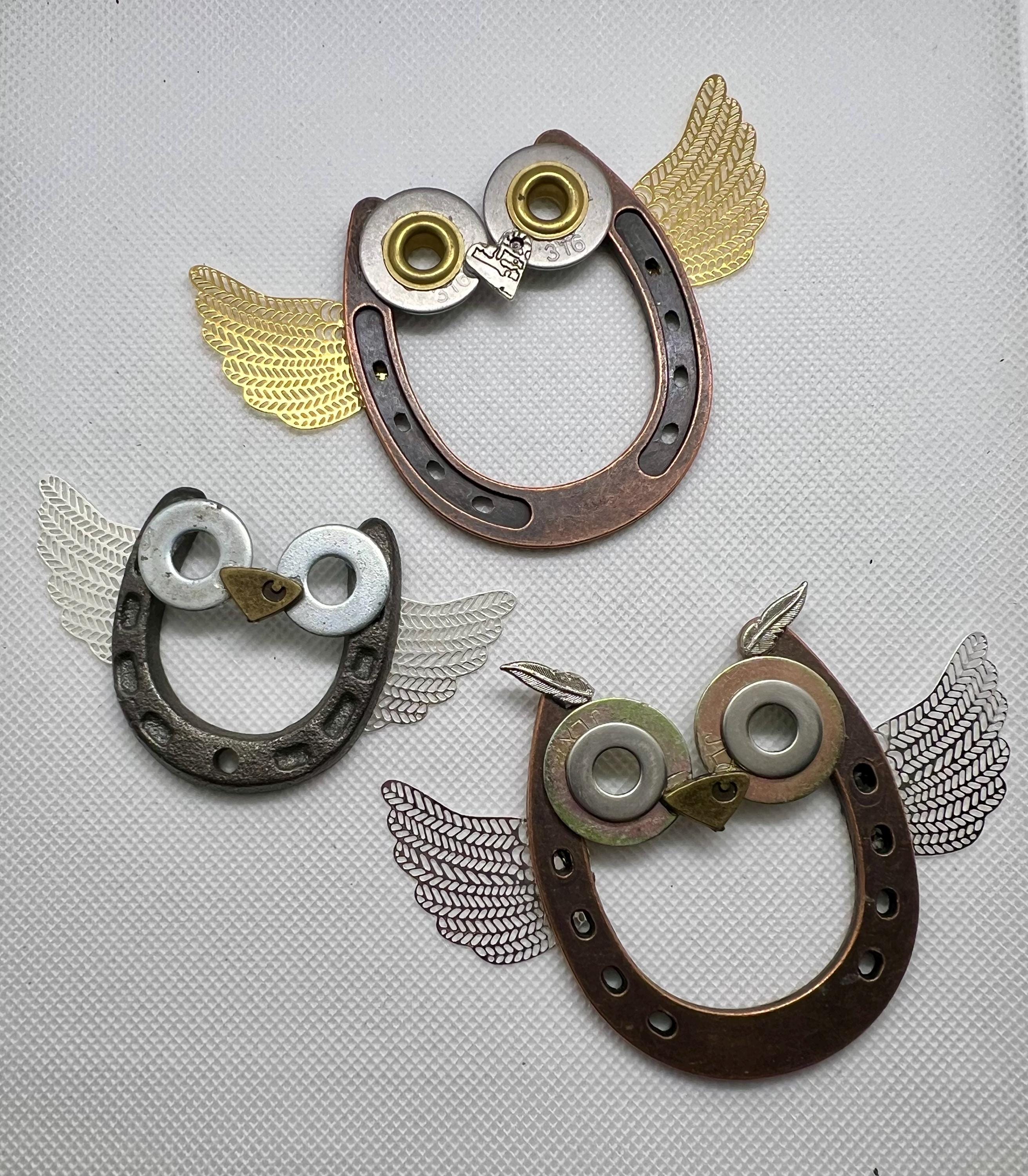 Horseshoe Owl, Metal Owl, Horseshoe Owl Art, owl ornament, owl sculpture, owl gifts, Owls, Mini Hors