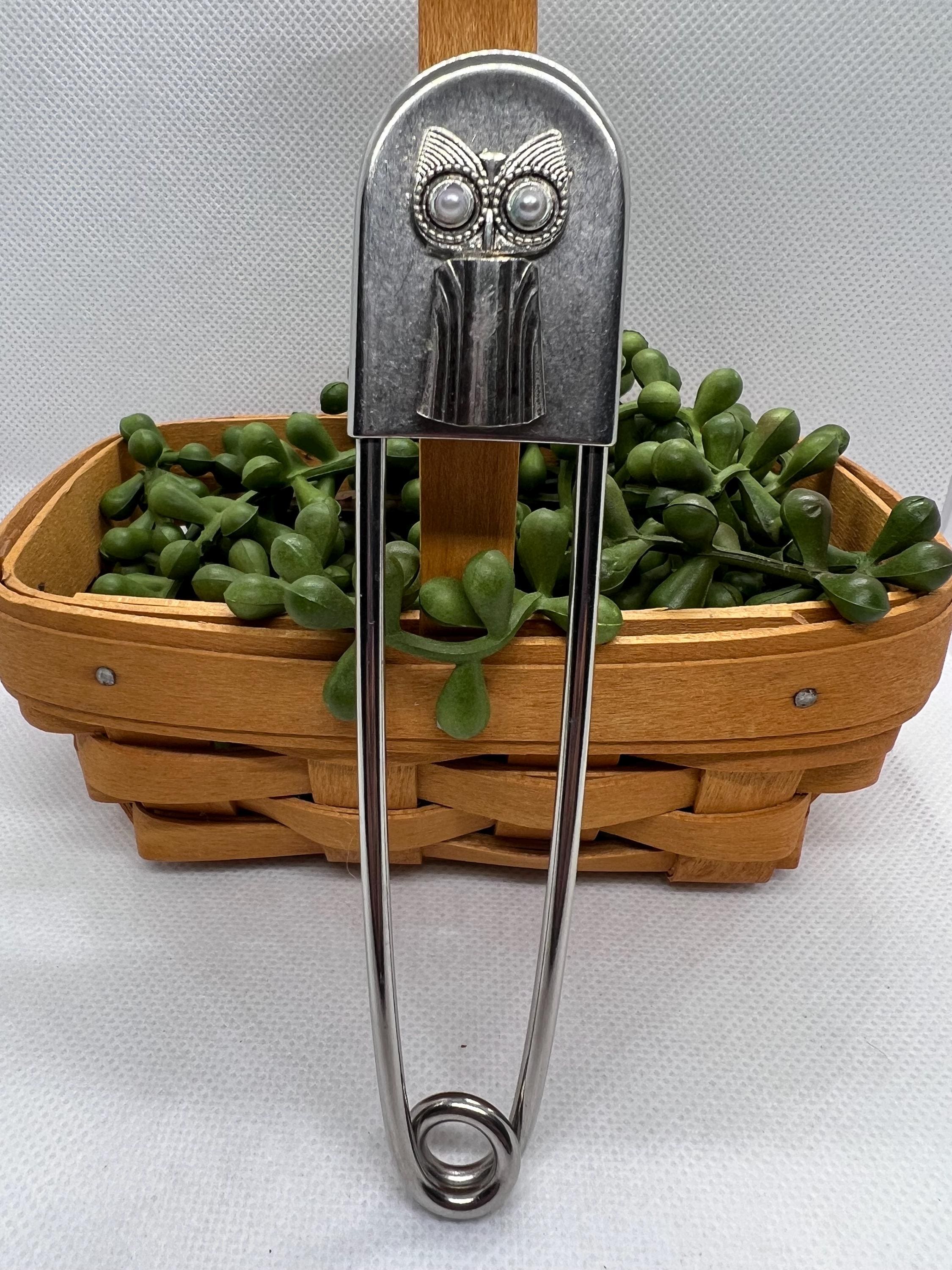 Jumbo Safety Pin Keychain: Owl Charm and Antique Fork Detail