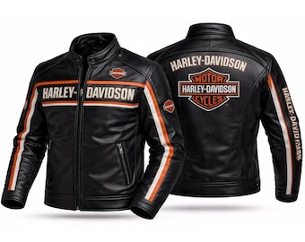Giacca di pelle da uomo Harley Davidson, giacca da motociclista, giacca da corsa