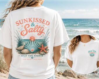 Sunkissed Salty Seashell Graphic Tee | Coastal Beach Summer Vacation Shirt