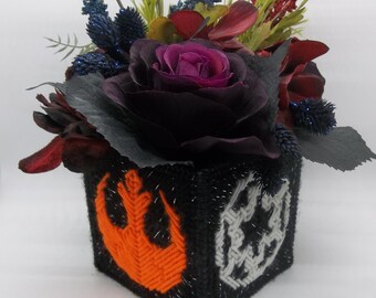 OOAK Star Wars Light Side Dark Side Flower Arrangement in Plastic Canvas