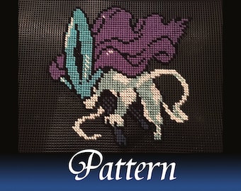 Suicune - Pokemon Crystal Pattern for Cross Stitch, Perler, Plastic Canvas, Pixel Art