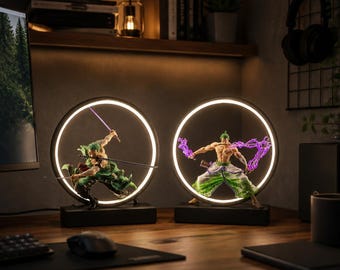 Roronoa Zoro LED Lamp, Anime Night Light, Manga Room Decor, Desk Lamp, Gift for Anime Fans
