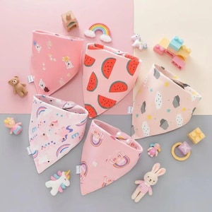 Babadores bandana de algodão macio para bebês | Absorve a saliva, com fecho ajustável de pressão