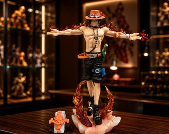 One Piece Portgas D. Ace Figure 28cm Anime Collectible Statue Fire Effect PVC Display Model Gift