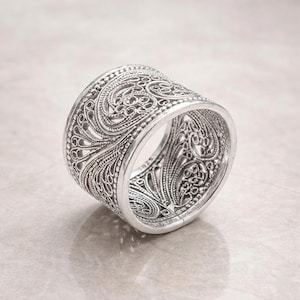 Sterling Silber filigraner Ring Vintage filigrane Blumen Ring für sie filigrane Ring für Frauen Valentinstag Geschenk für sie