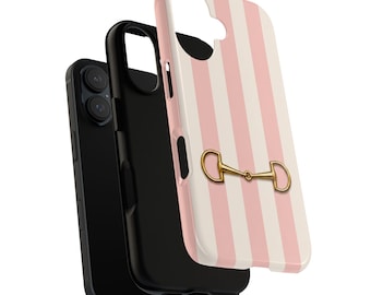 Pink Stripe Equestrian Phone Case, Snaffle Bit iPhone Samsung Google Pixel