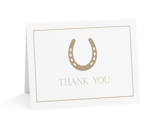 Horseshoe 10-Pack Folded 4"x6" Thank You Cards | Equestrian Themed Gift