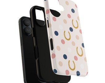 Equestrian Polka Dot Horseshoe Phone Case, Preppy Horse Lover Gift