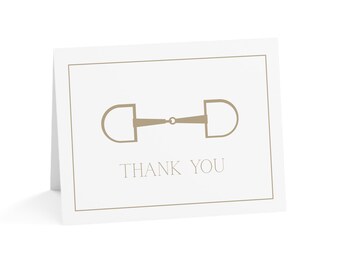 D Ring Snaffle Bit 10-Pack Folded 4"x6" Thank You Cards | Equestrian Themed Gift