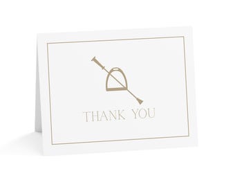 Stirrup and Crop 10-Pack Folded 4"x6" Thank You Cards | Equestrian Themed Gift