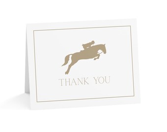Hunter Jumper Rider 10-Pack Folded 4"x6" Thank You Cards | Equestrian Themed Gift