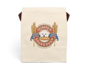 Whimsical Westie Dog Sourdough Bread Lunch Bag Canvas Reusable San Francisco Travel