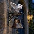 Wizard Owl Doorbell with Letter, Iron Wall Bell Halloween gifts