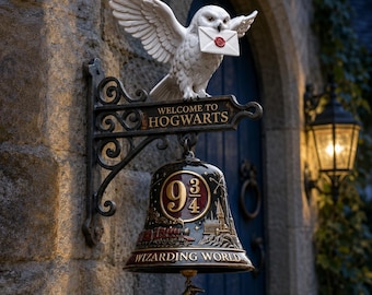 Wizard Owl Doorbell with Letter,  Iron Wall Bell  Halloween gifts