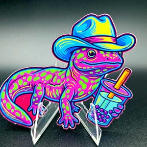 Hellbender Sticker Boba Neon Amphibian Decor Laptop Sticker Art