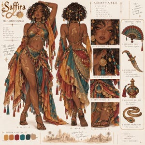 Saffira Sunscale Adoptable – Serpent Dancer Anime OC | Desert Jewel Character Design