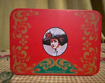 Vintage Coca Cola Metal Tin with Two Complete Decks of Playing Cards