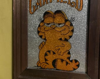 Vintage Garfield glitter wood frame art