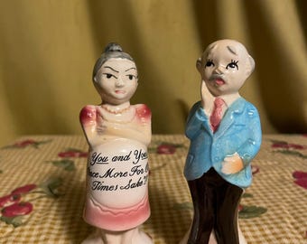 Novelty Salt & Pepper Shakers Pregnant Old Couple (Once More for Old Times Sake)