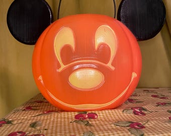 Vintage Disney Halloween Not So Scary Mickey Mouse Pumpkin Pale Bucket Trick Treat