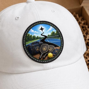 Pickleball League Hat, Leather Patch Dad Cap, Pickleball Team Player Paddle Sport Gift