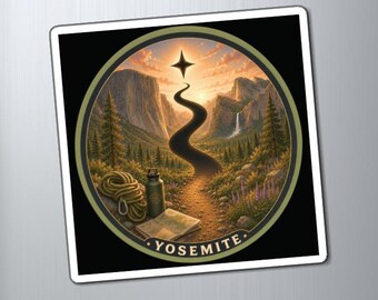 Yosemite National Park Magnet, Scenic California Travel Hiking Valley Art, Outdoor Camping Adventure Souvenir