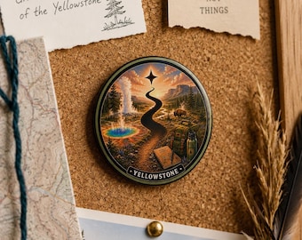 Yellowstone National Park Anstecknadel, Wyoming Spur Souvenir, Wanderlandschaft Accessoire